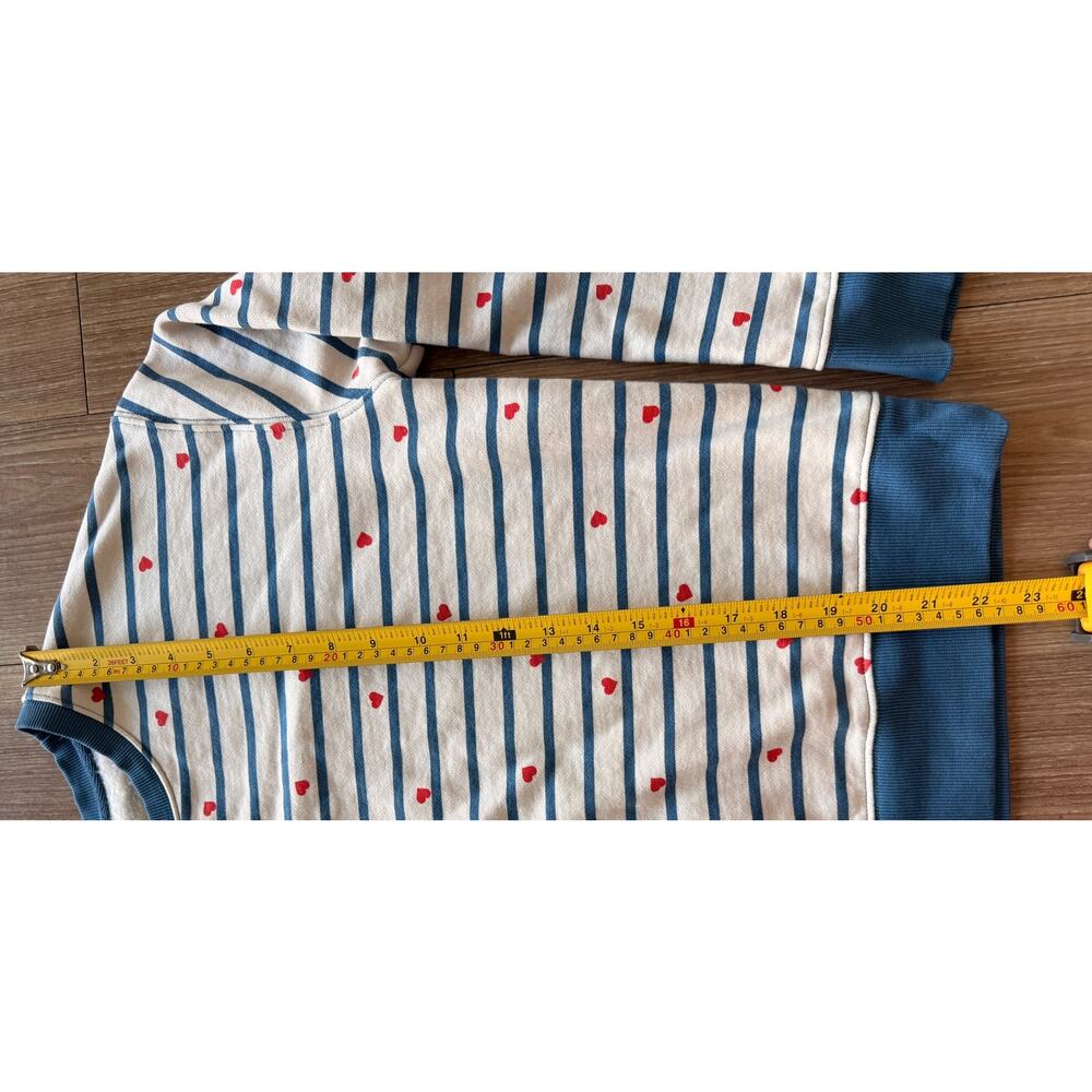 Pact Size M 100% Organic Cotton Striped Heart Sweatshirt Crewneck Pullover - Picture 9 of 14
